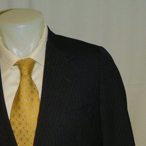 The Andover Shop x Southwick Bespoke Navy Striped Two Button Suit 38S